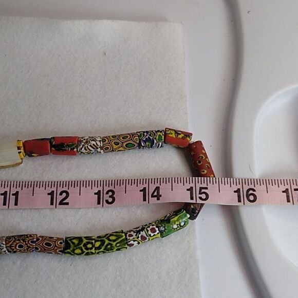 Ceramic African Trading Bead Necklace Upper Voltra few damaged beads see pic - Picture 10 of 11